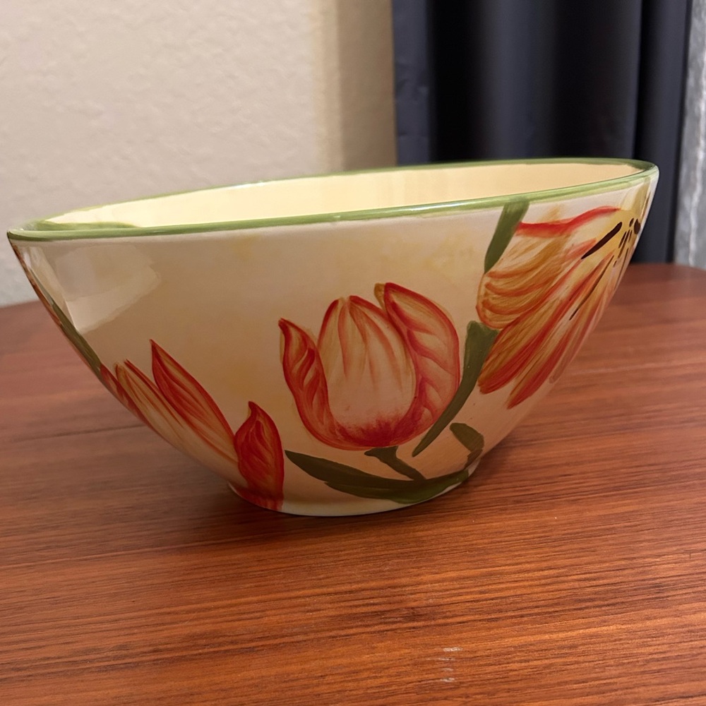 Vintage-CLAY ART- large Ceramic TULIP Bowl